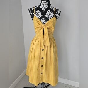 Verte Sunny Yellow Sleeveless Midi Sundress with Spaghetti Straps size M